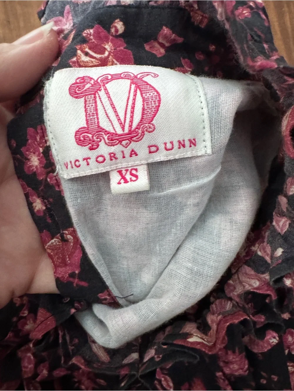 Victoria Dunn Black Blouse with Pink Floral Print